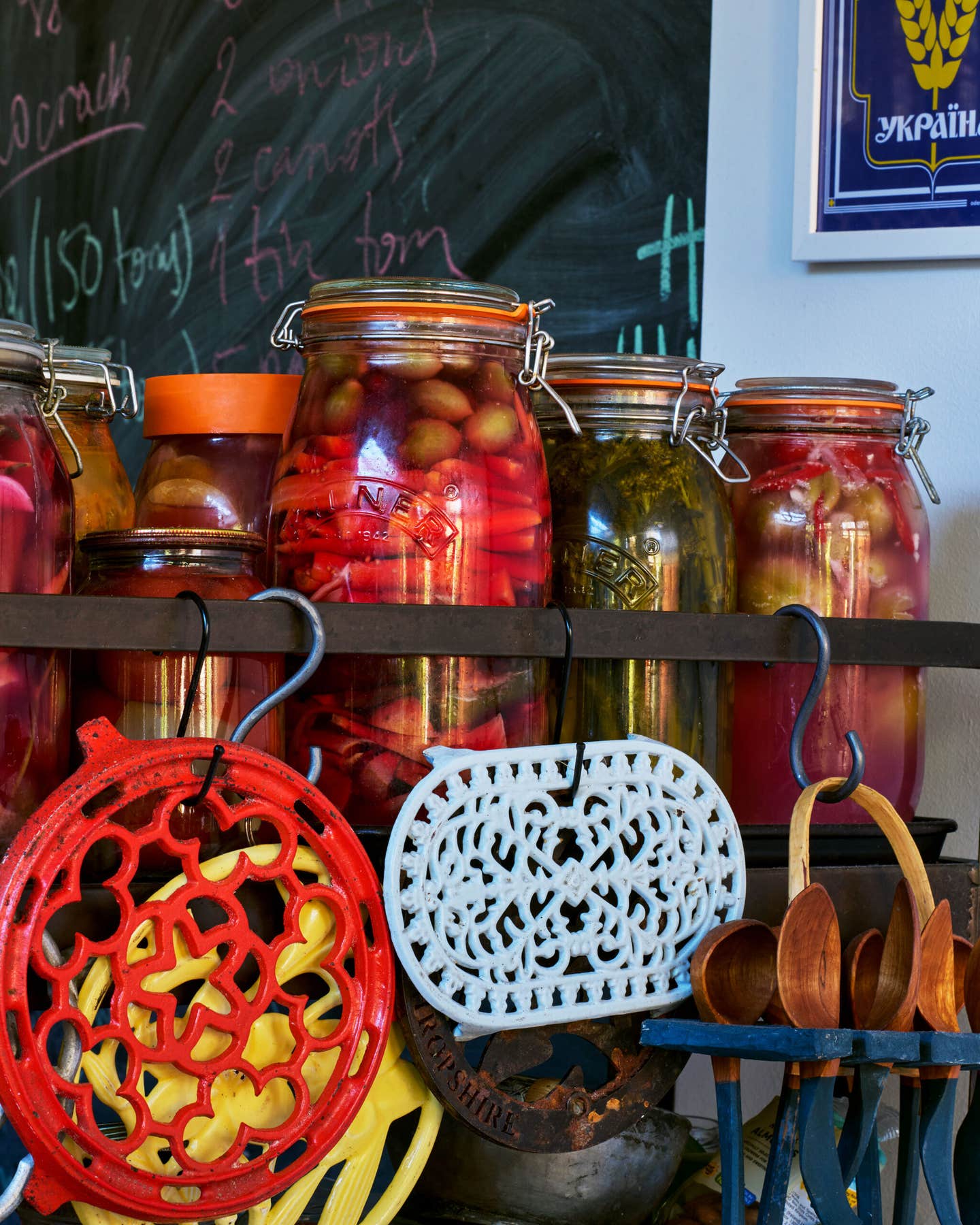 Jars with different types of fermentation. Jars with different types of fermentation.