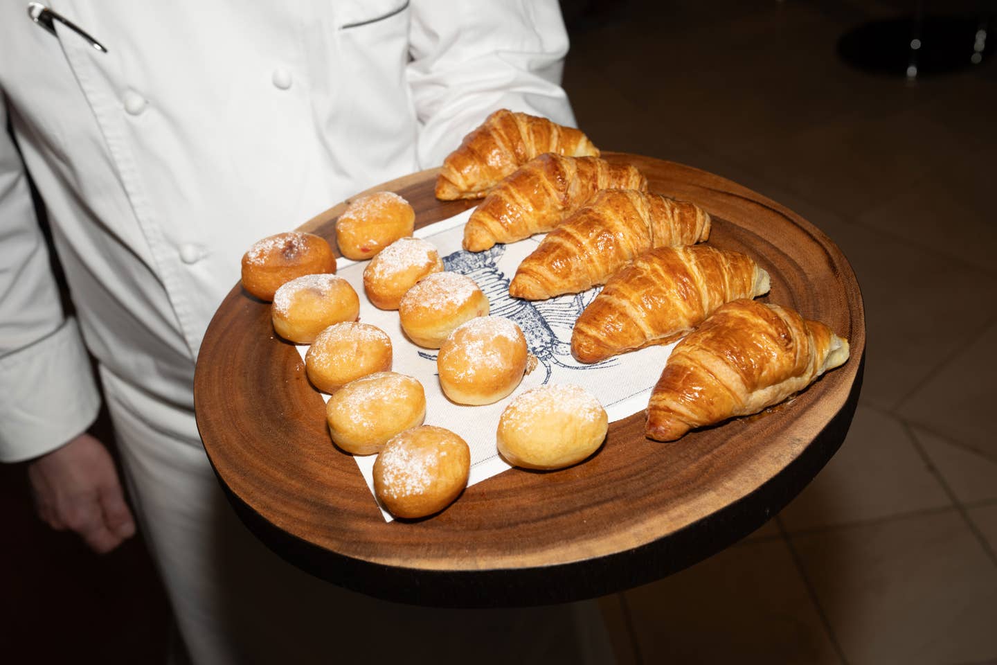 Seabourn’s culinary team refresh the breakfast bar with warm viennoiseries. Seabourn’s culinary team refresh the breakfast bar with warm viennoiseries.