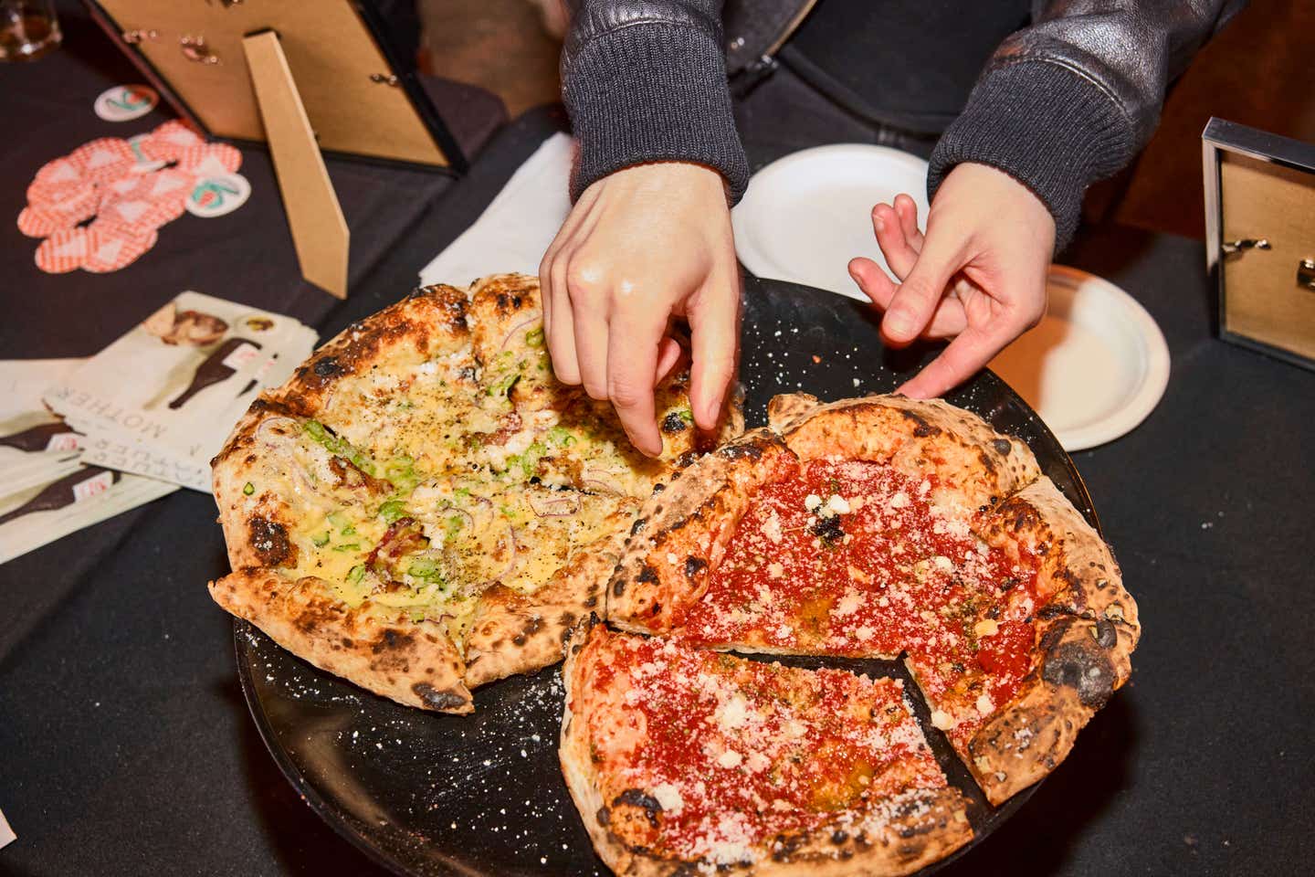 Fresh pizzas from Mother Pizzeria and Pizza Marvin. Fresh pizzas from Mother Pizzeria and Pizza Marvin.