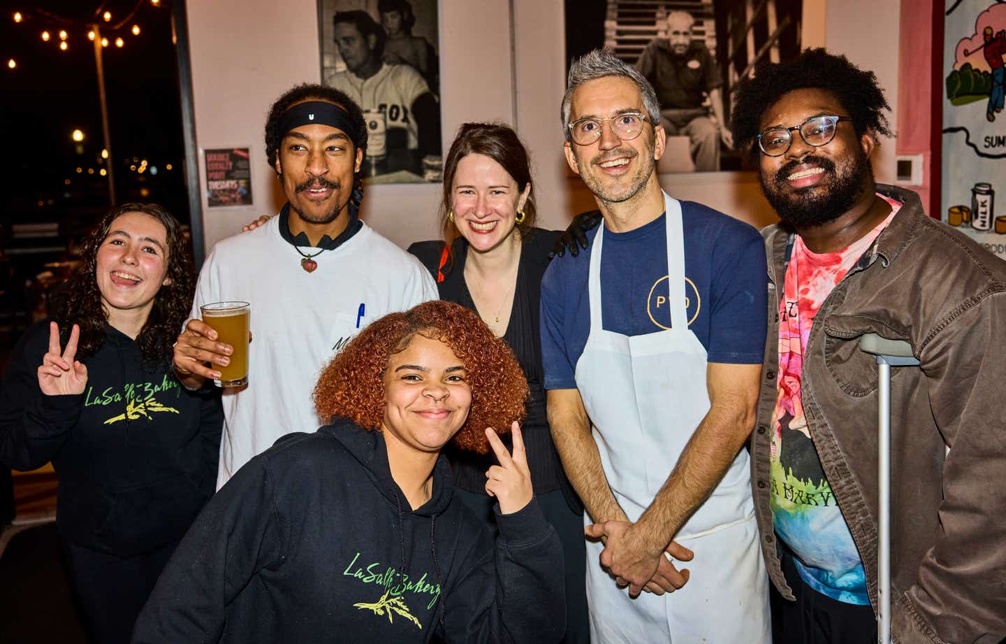 Giusto and Mother Pizzeria chef Kevin O'Donnell stepped away from the Oonis for a few minutes to strike a pose with the LaSalle Bakery and Pizza Marvin teams.