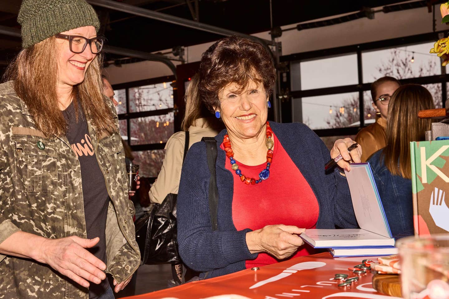 Jan Dane (left) of Stock Culinary Goods caught up with cookbook author Joan Nathan.