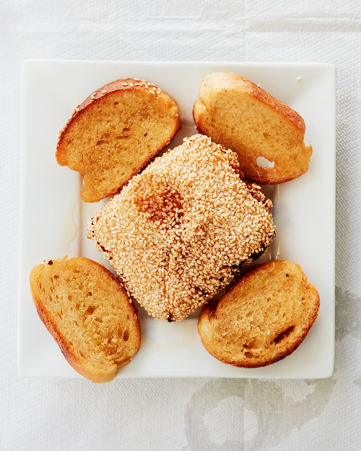 Fried Sesame-Crusted Feta With Honey Fried Sesame-Crusted Feta With Honey