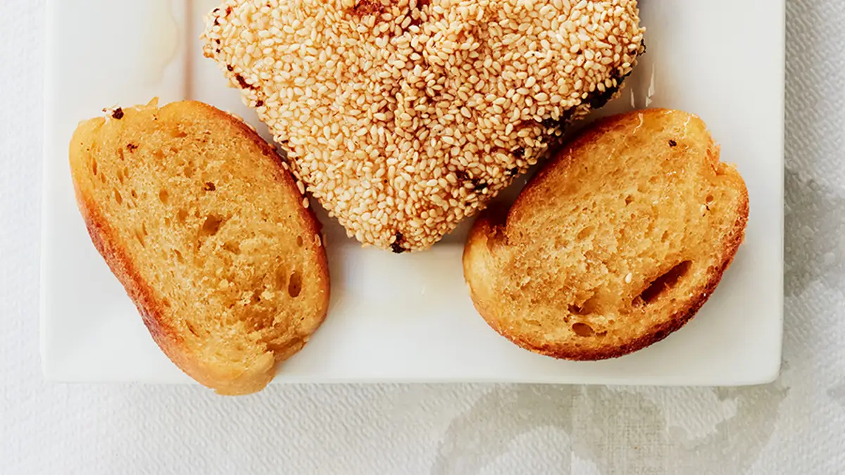 Fried Sesame-Crusted Feta With Honey-image