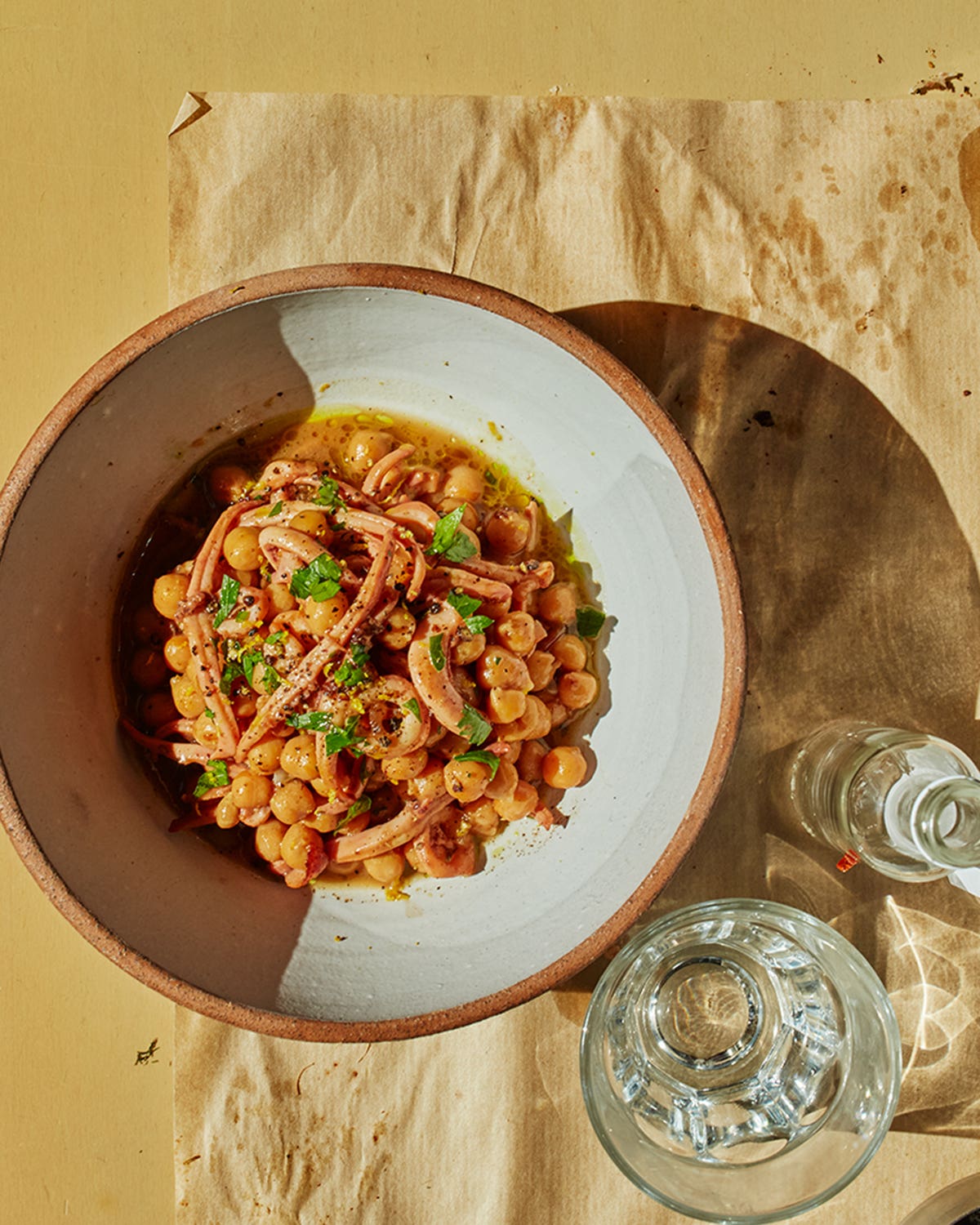 Pan-Fried Calamari With Chickpeas