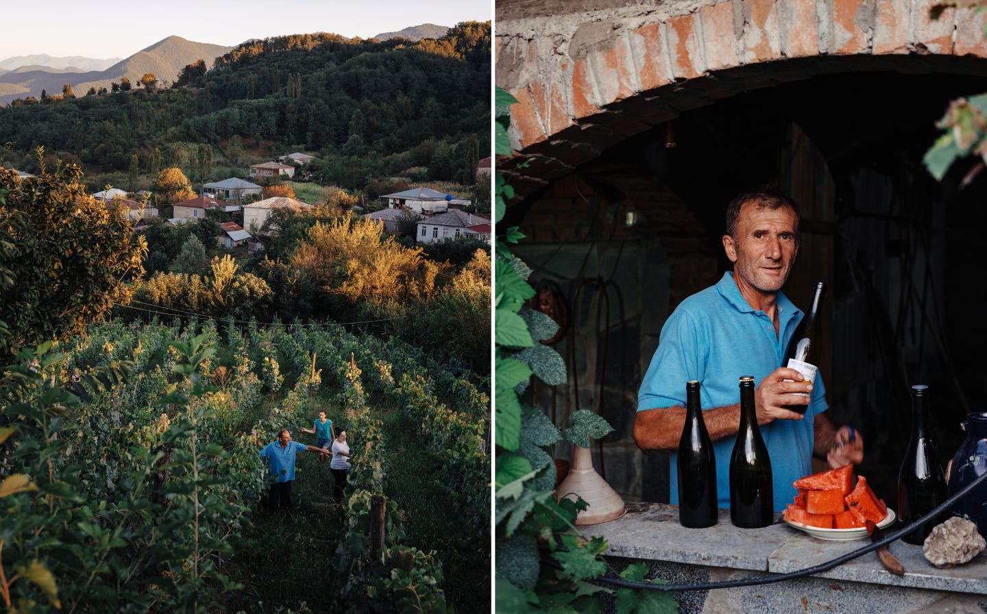 From left: Archil Guniava and his daughters; Guniava at his winery From left: Archil Guniava and his daughters; Guniava at his winery