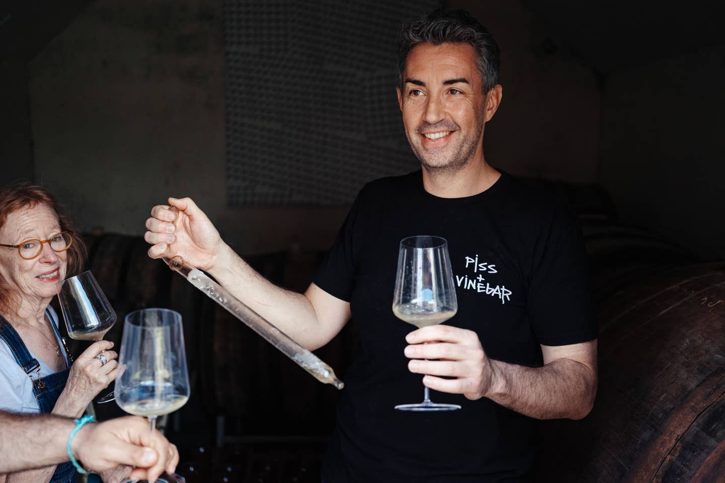 Aidan Rafferty pours tastes for winery guests, including the writer of this piece Aidan Rafferty pours tastes for winery guests, including the writer of this piece