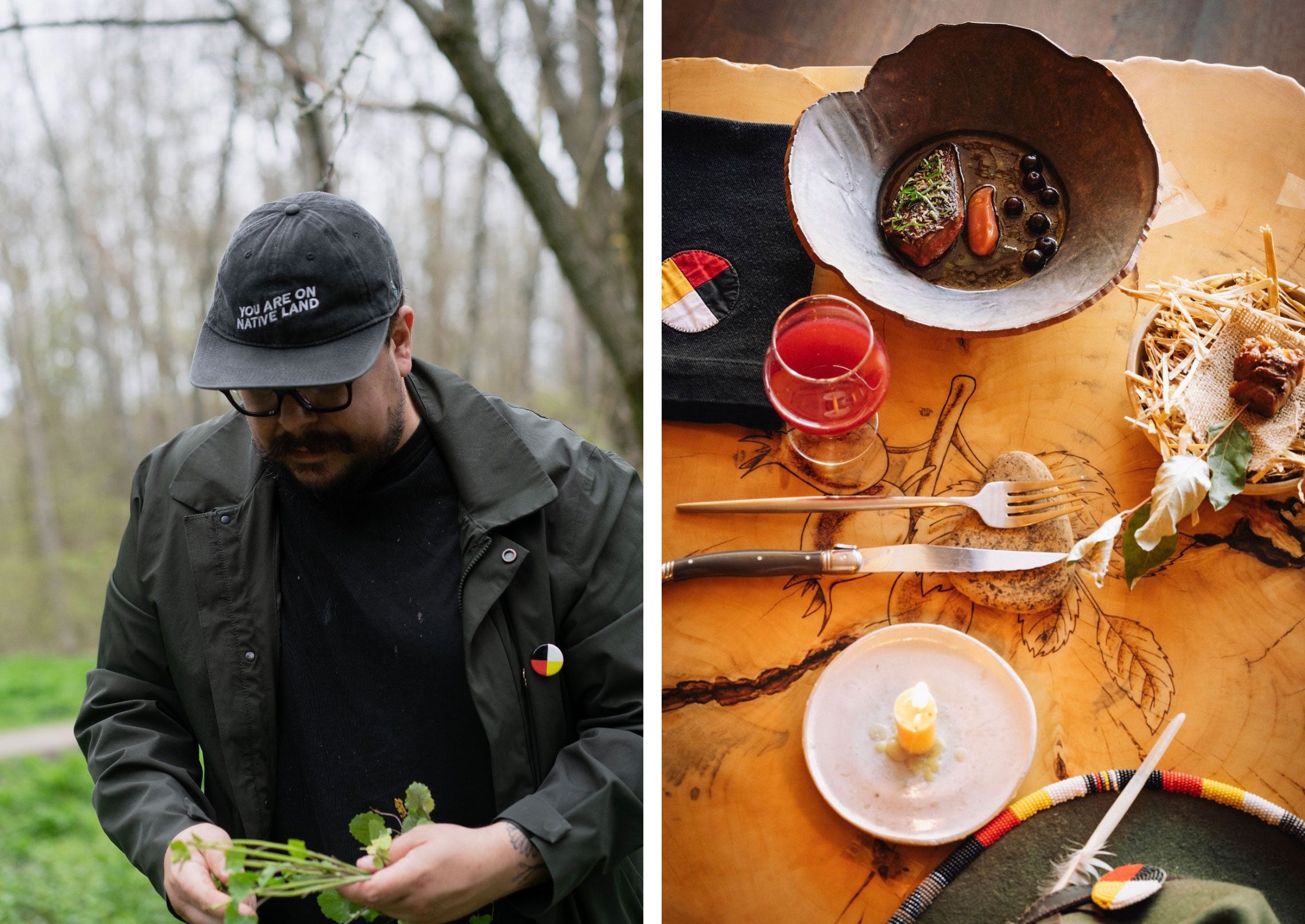 Chef Zach Keeshig; a table at Naagan