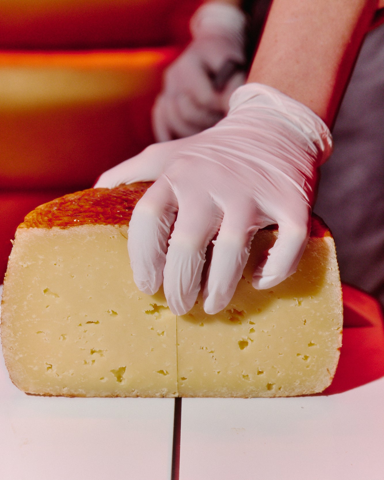 Cuting a savory cake.