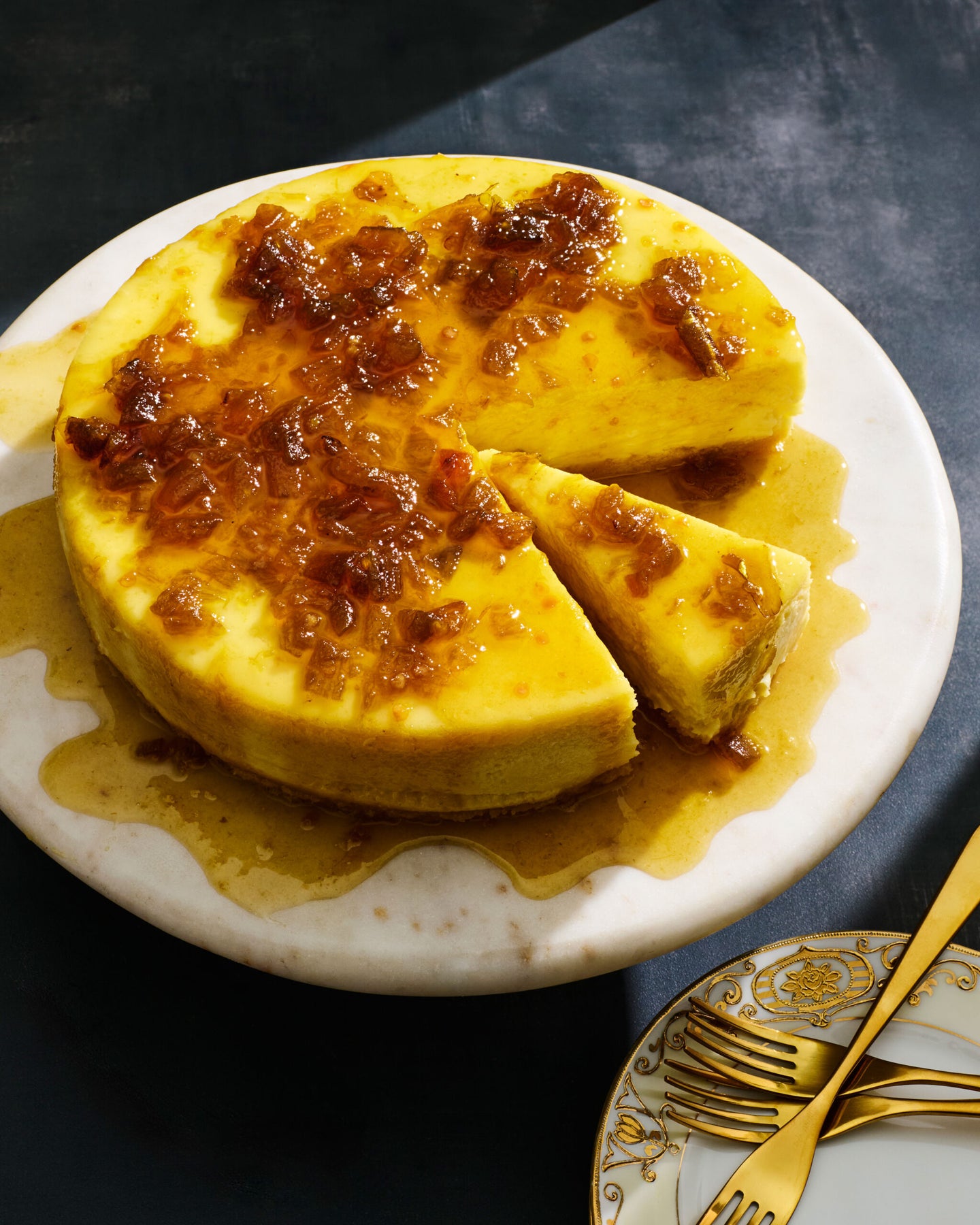 Vanilla Bean Cheesecake With Hatch Chile Marmalade