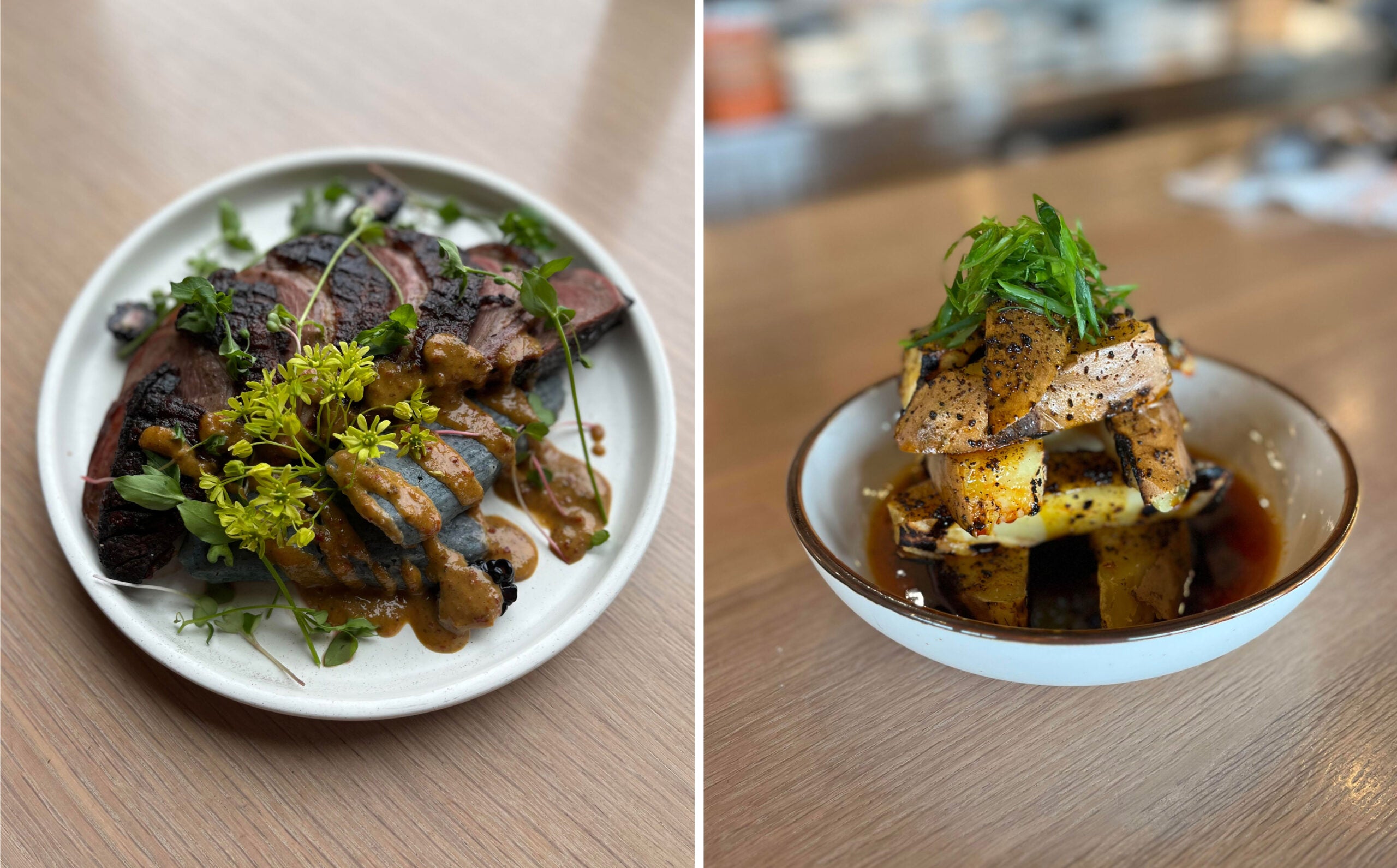 Duck breast and sweet potato dishes at Owamni