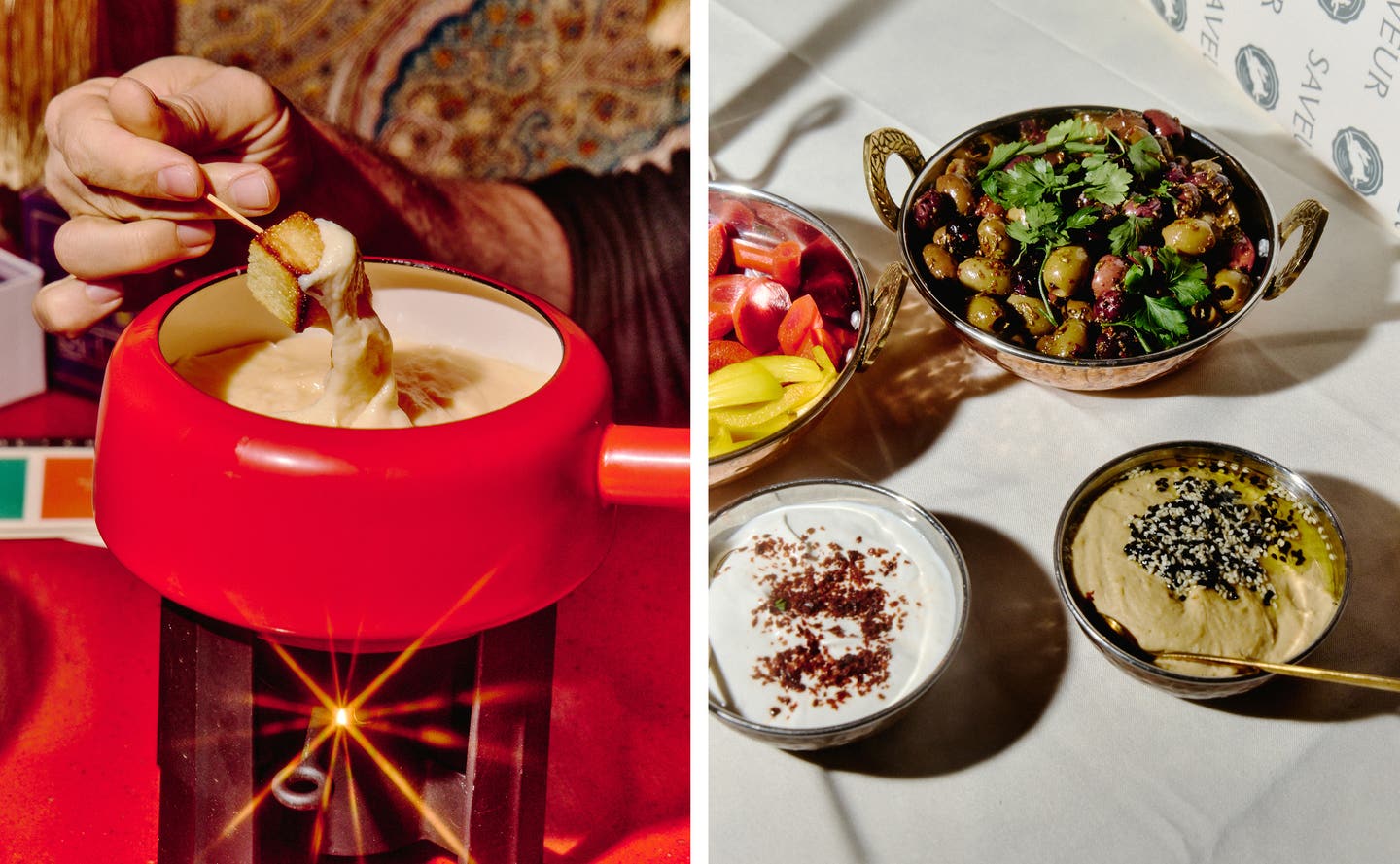 Guests were treated to Alpine-style fondue and a meze spread for Midwest-meets-Middle East supper club vibes. 