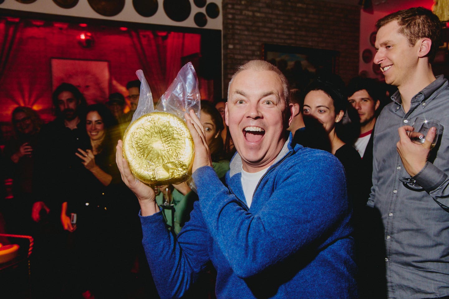 Chris Walsh, founder of indie mag Fifty Grande, was another cheese raffle winner. 