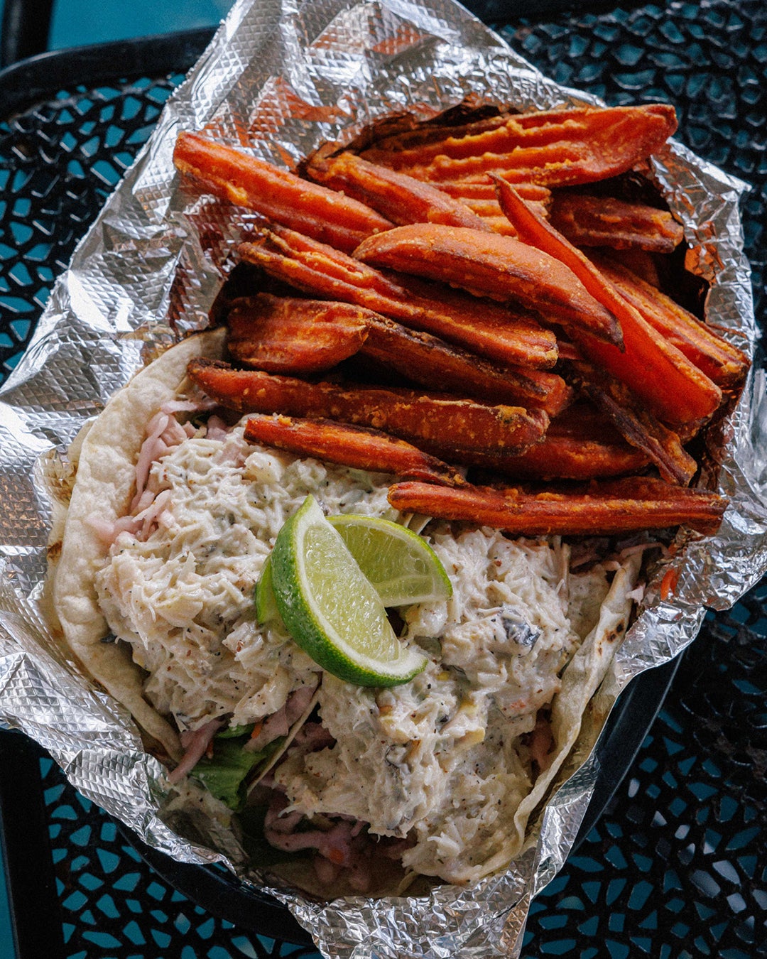 Stone Crab Tacos With Cabbage Slaw